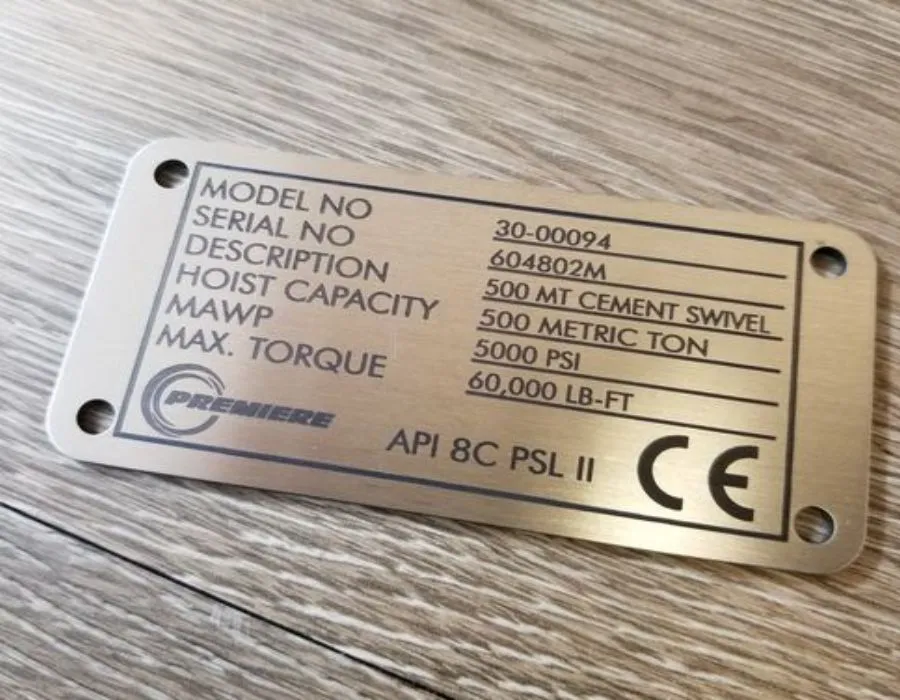 SS Brush Finish Label with Laser Engraving